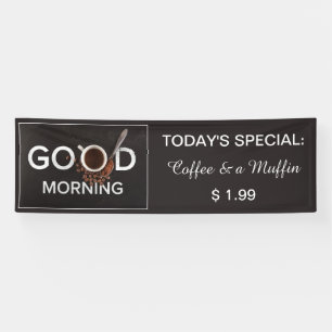 Good Morning custom text Coffee Shop banner