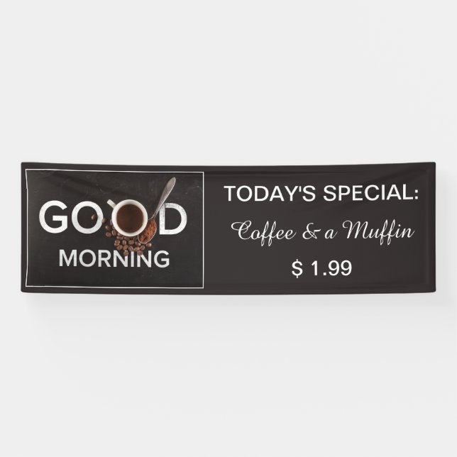 Good Morning custom text Coffee Shop banner (Horizontal)