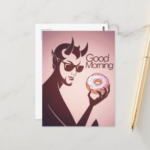 Good Morning Devil With Doughnut Postcard