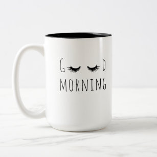 Good Morning eye lash Two-Tone Coffee Mug