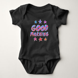 GOOD MORNING Fun Cute Colorful Handlettering Baby Bodysuit