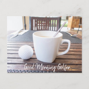 Good Morning golfer avec balle de golf et carte ca