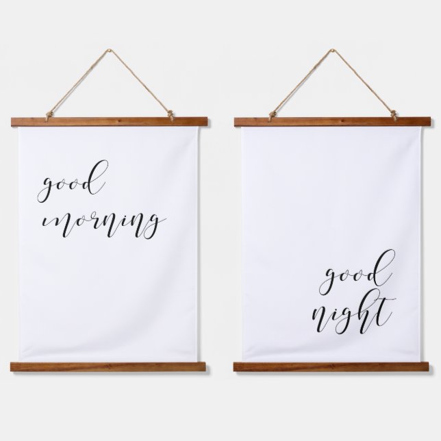 Good morning Good night elegant above bed Hanging Tapestry (Double)
