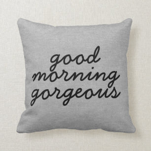 Good morning gorgeous rustic chic burlap linen jut throw pillow