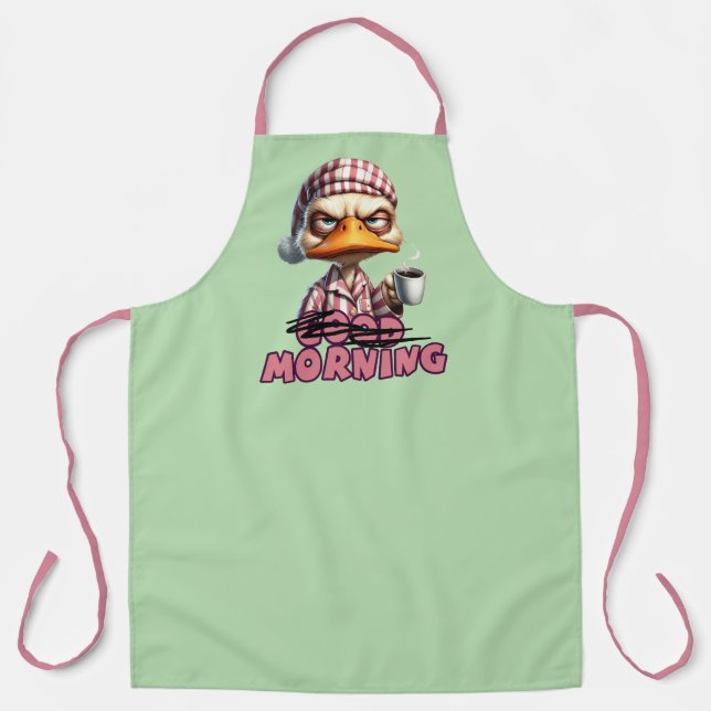 Good Morning Grumpy Duck With Coffee And Pyjamas Apron (Front)