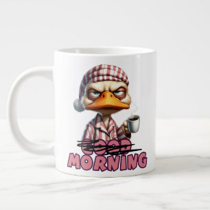 Good Morning Grumpy Duck With Coffee And Pyjamas Large Coffee Mug