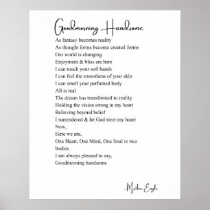 Good morning handsome love poem poster wall art