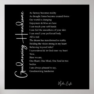 Good morning handsome love poem wall art poster 