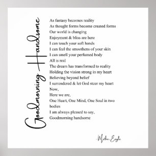 Good morning handsome love poem wall art poster