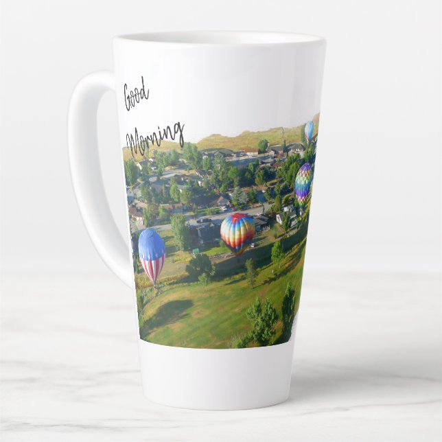  Good morning hot air balloons Latte Mug in colour (Left Angle)
