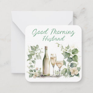 Good Morning Husband Wine Bottles With Glasses Card