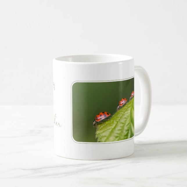 Good morning ladybugs motivational quote mindset coffee mug (Front Right)
