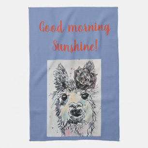 Good Morning Llama Alpaca art Photo Serviette de c