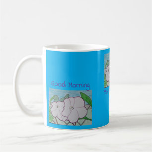 Good Morning, Morning Glories Azure Blue Coffee Mug