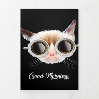 Good Morning My Cat Meow | Cute Gift | Cat Lover  Tri-Fold Announcement