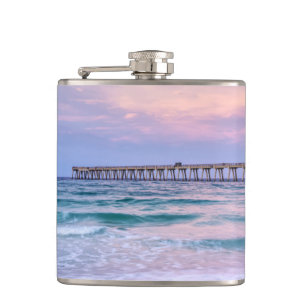 Good Morning Navarre Beach Pier Hip Flask