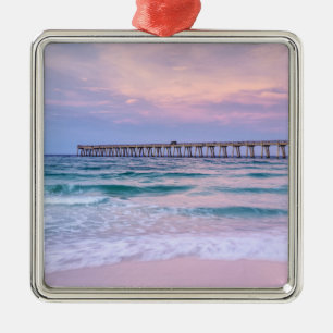 Good Morning Navarre Beach Pier Metal Ornament