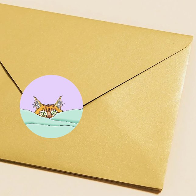 Good Morning Orange Cat Funny Classic Round Sticker (Creator Uploaded)