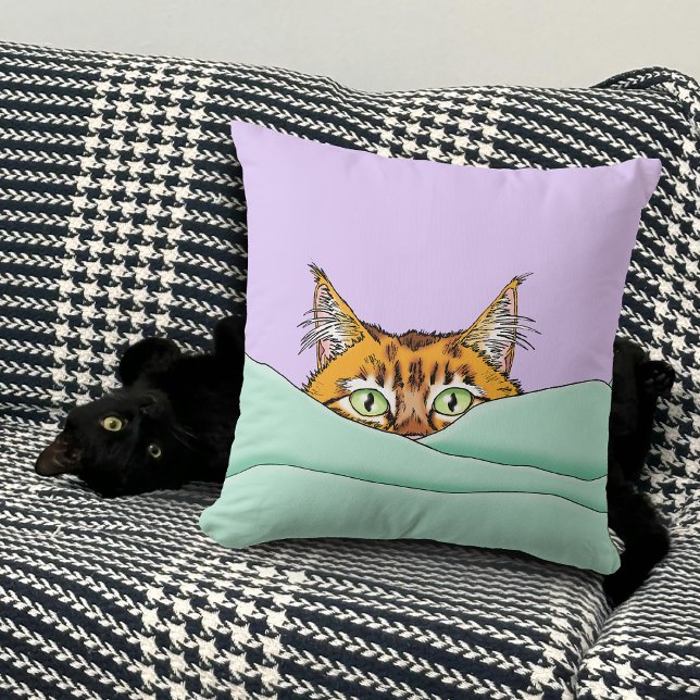 Good Morning Orange Cat Funny Throw Pillow (Creator Uploaded)