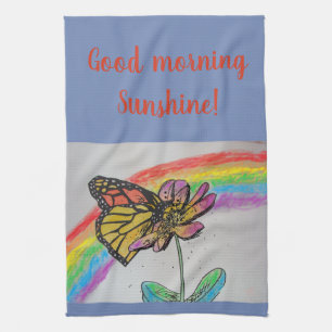 Good Morning Rainbow Monarch Art Serviette de cuis