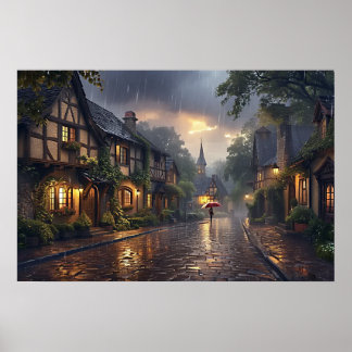 Good morning rainy day poster