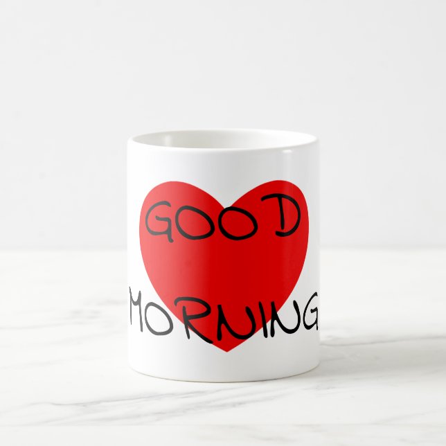 Good morning red heart coffee mug (Center)