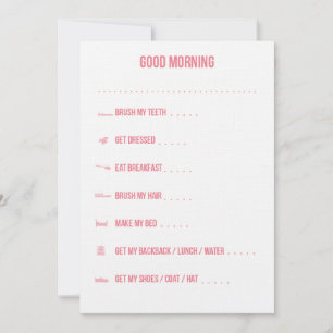 Good Morning Routine Checklist / Pink