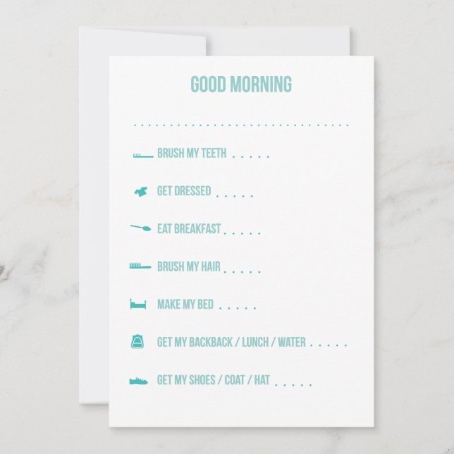 Good Morning Routine Checklist / Teal (Front)