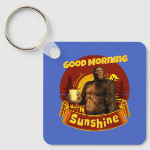 Good Morning Sunshine Bigfoot Coffee Humour Art Keychain