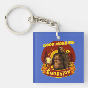 Good Morning Sunshine Bigfoot Coffee Humour Art Keychain