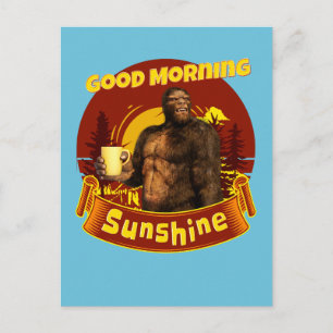 Good Morning Sunshine Bigfoot Coffee Humour Art Postcard