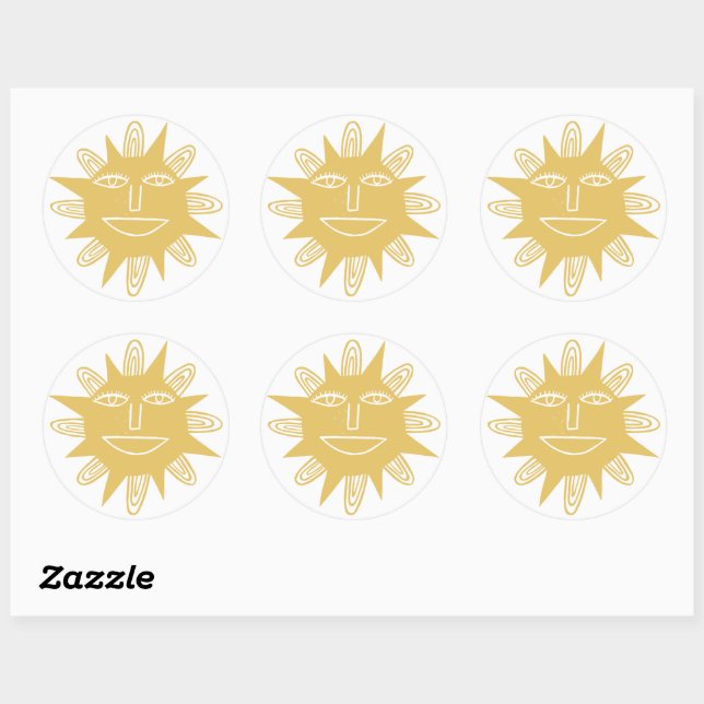 GOOD MORNING SUNSHINE Colourful Set of Classic Round Sticker (Sheet)