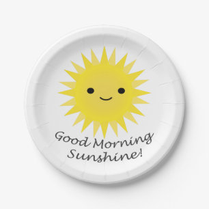 Good Morning Sunshine Cute Kawaii Sun Paper Plate