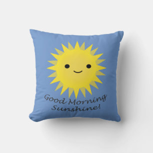 Good Morning Sunshine Cute Kawaii Sun Throw Pillow