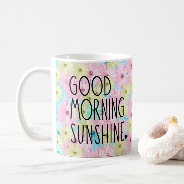 Good Morning Sunshine Floral Coffee Mug (With Donut)