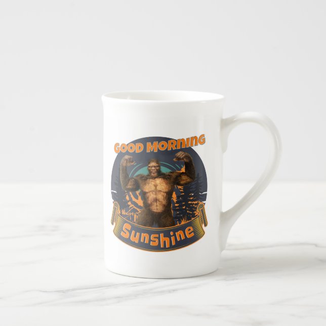 Good Morning Sunshine Funny Bigfoot Bone China Mug (Right)