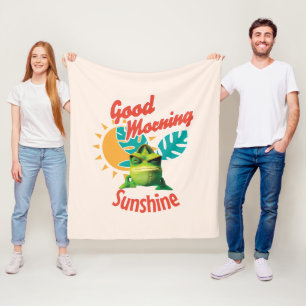 Good Morning Sunshine Funny Chameleon Fleece Blanket