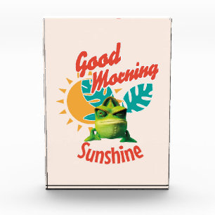 Good Morning Sunshine Funny Chameleon Photo Block