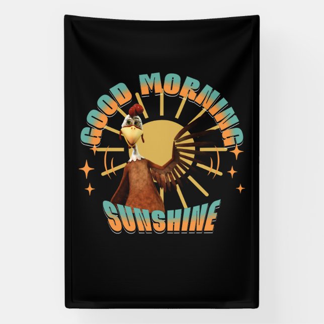 Good Morning Sunshine Funny Rooster Banner (Vertical)