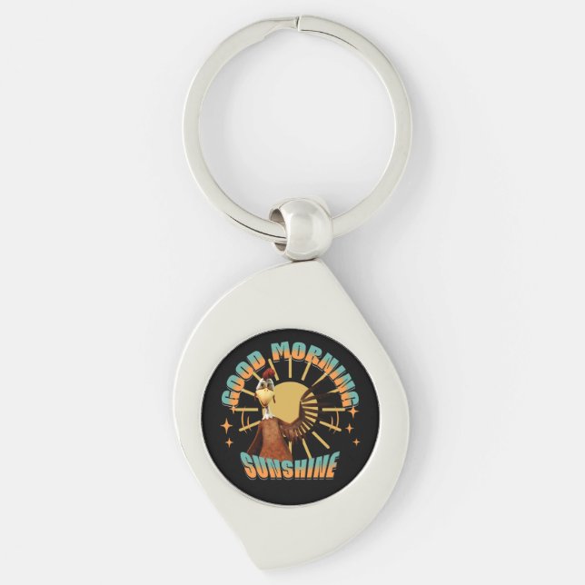 Good Morning Sunshine Funny Rooster Keychain (Front)