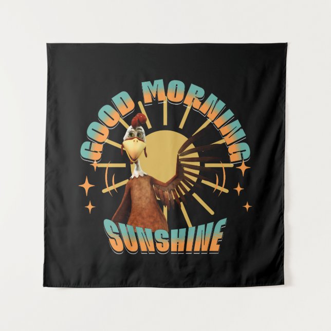 Good Morning Sunshine Funny Rooster Tapestry (Front)