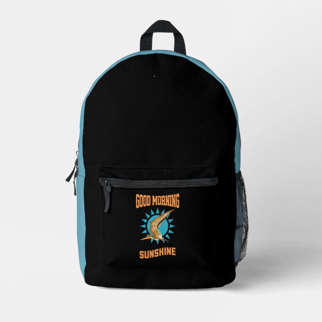 Good Morning Sunshine Pterodactyl Dino Printed Backpack (Front)