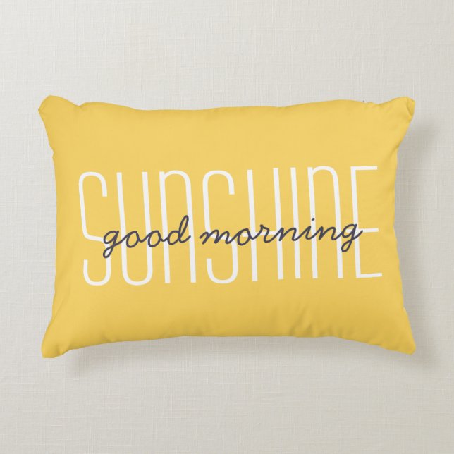 Good Morning Sunshine Quote Yellow Decorative Accent Pillow (Front)