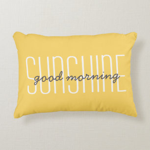 Good Morning Sunshine Quote Yellow Decorative Accent Pillow
