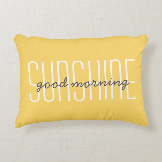 Good Morning Sunshine Quote Yellow Decorative Accent Pillow (Front)