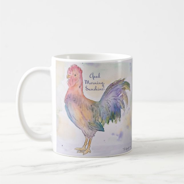Good Morning Sunshine Rooster Coffee Mug (Left)