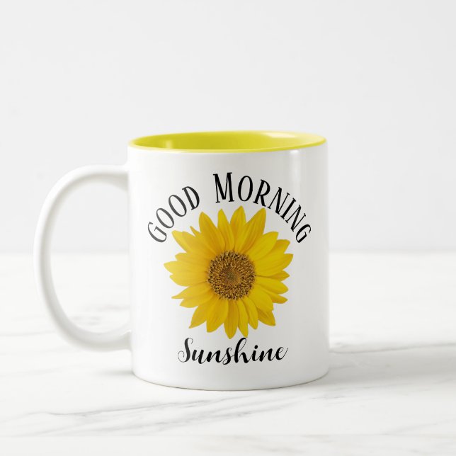 Good Morning Sunshine Sunflower Two-Tone Coffee Mug (Left)