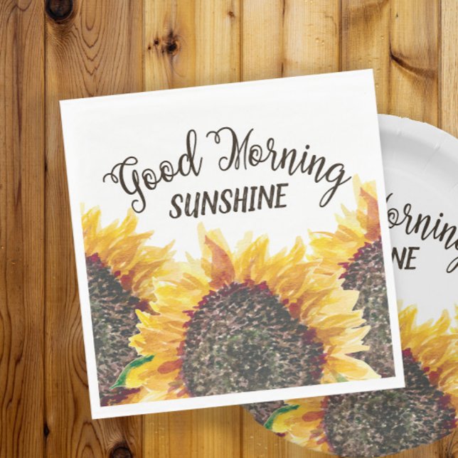 Good Morning Sunshine Yellow Brown Sunflowers Napkin (Creator Uploaded)