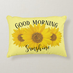 Good Morning Sunshine Yellow Sunflower Accent Pillow