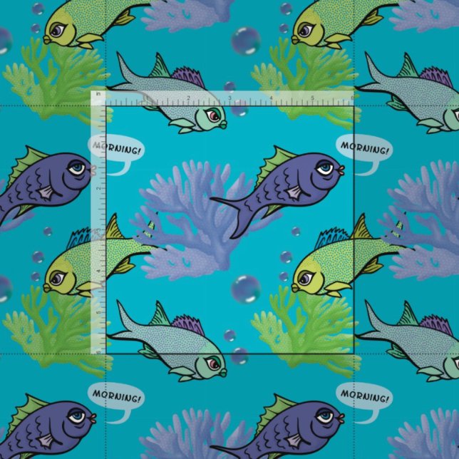 Good Morning Swimming Fish Coral Reef Pattern Fabric (Creator Uploaded)